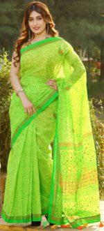 Embroidered Screen Printed Half Silk Sharee. Include Running Blouse Piece Available - Image 2