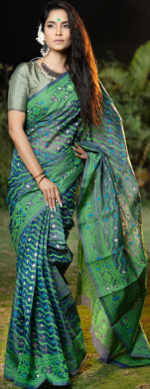 Designer Silk Jamdani Sharee. Stylish and elegant piece from the – Foring Collection. Include Running Blouse Piece Available - Image 2