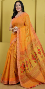 Exclusive Embroidered And Screen Printed Half Silk Sharee. Include Running Blouse Piece Available. - Image 2