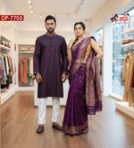 Artistic Embroidered Design Imported Fabric Cotton Panjabi And Luxury Silk Jamdani Saree  for Couples