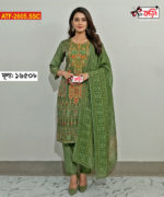 সফ্ট সিল্ক থ্রি-পিছটি পাচ্ছেন কারচুপি, এমব্রয়ডারি ও স্ক্রিন প্রিন্টের কাজ করা