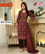 সফ্ট সিল্ক থ্রি-পিছটি পাচ্ছেন কারচুপি, এমব্রয়ডারি ও স্ক্রিন প্রিন্টের কাজ করা