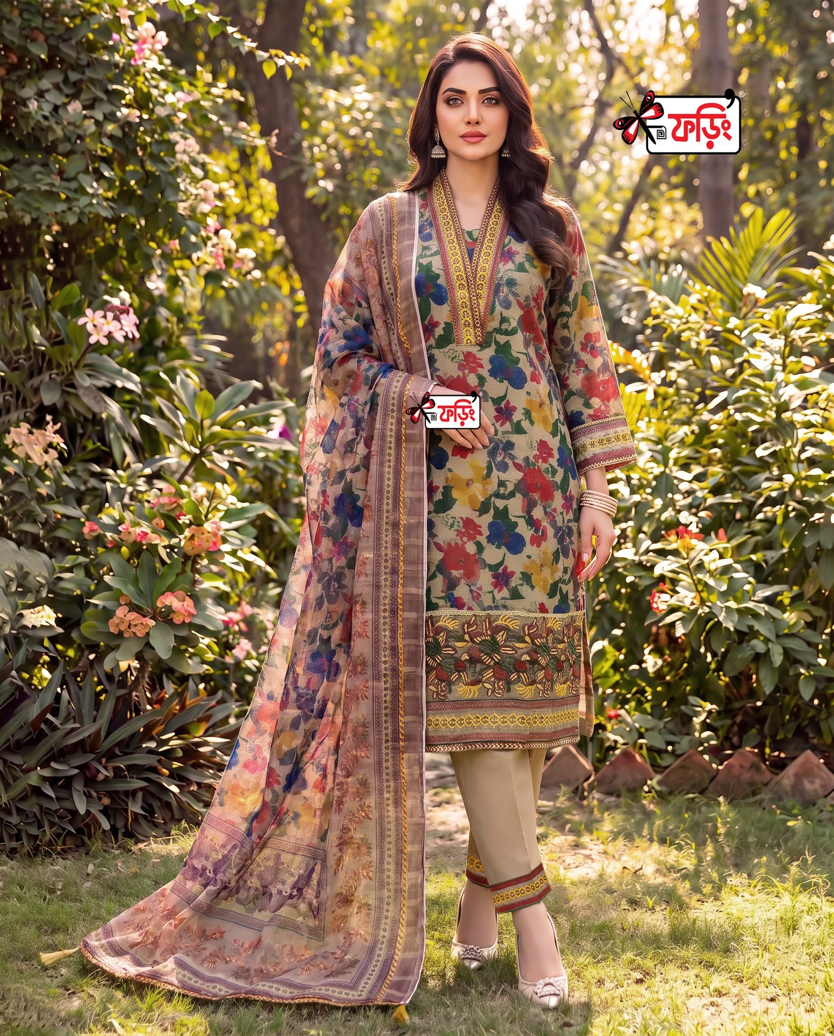 foring-premium-dress -266556-A প্রিমিয়াম রেডি সিল্ক ড্রেস—এমব্রয়ডারি কাজ করা প্রিমিয়াম কোটা সিল্ক কামিজ সাথে ডিজিটাল প্রিন্টেড কোটা সিল্ক ওড়না ও সিল্ক প্যান্ট - Image 3