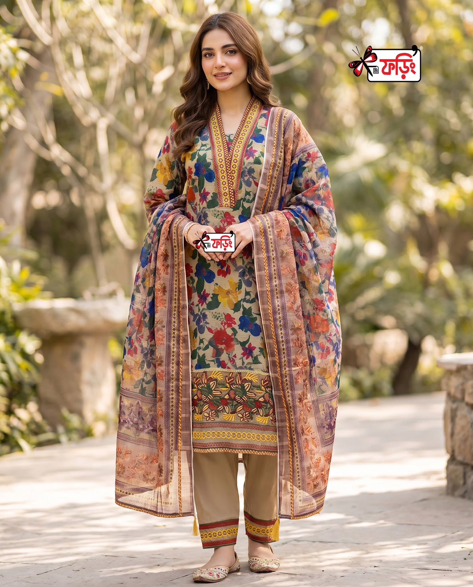 foring-premium-dress -266556-B প্রিমিয়াম রেডি সিল্ক ড্রেস—এমব্রয়ডারি কাজ করা প্রিমিয়াম কোটা সিল্ক কামিজ সাথে ডিজিটাল প্রিন্টেড কোটা সিল্ক ওড়না ও সিল্ক প্যান্ট - Image 1