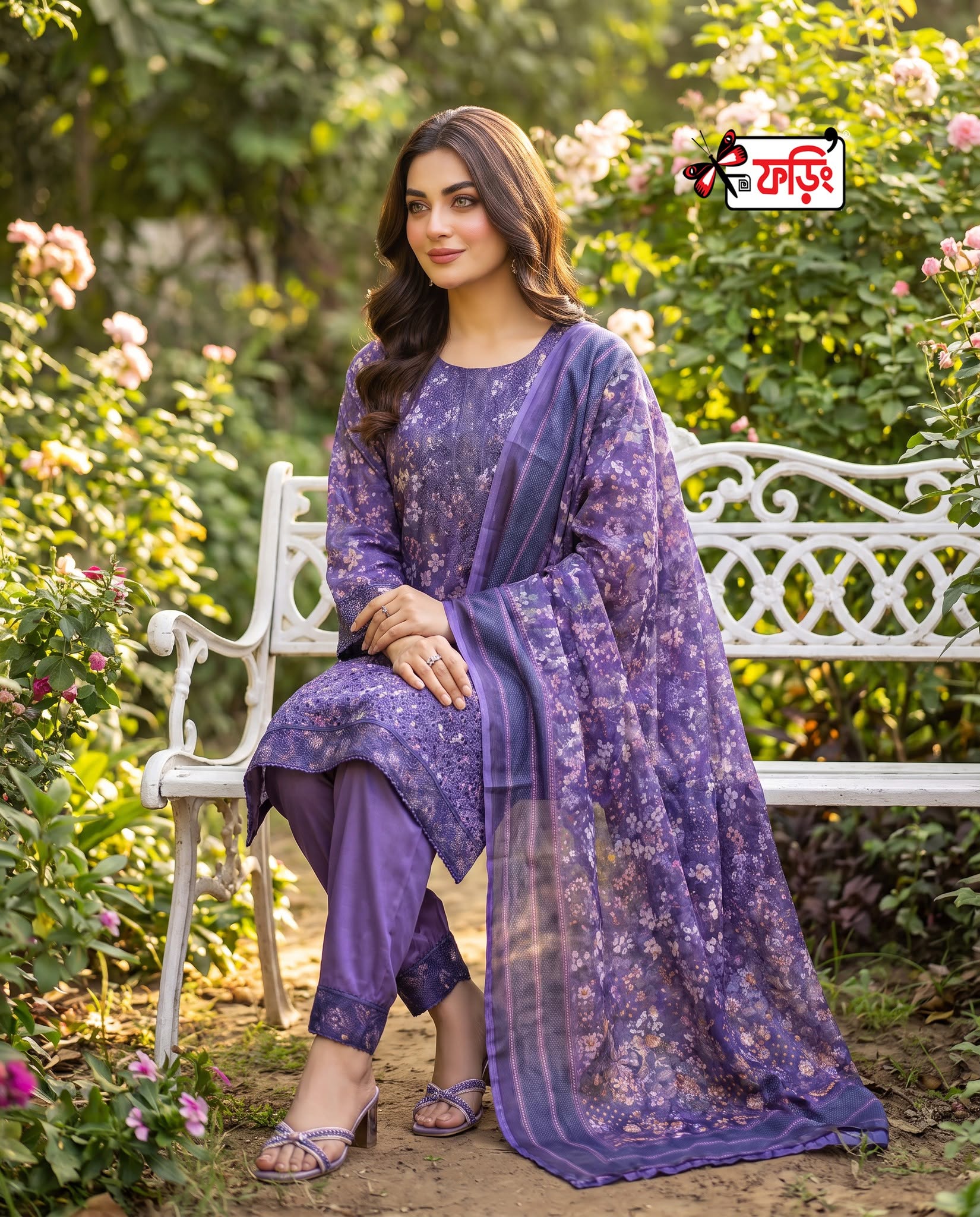 foring-premium-dress-266683-b প্রিমিয়াম সিল্ক রেডি ড্রেস—সিল্ক কামিজে এমব্রয়ডারি কাজ করা। ডিজিটাল প্রিন্টেড সিল্ক ওড়না ও সিল্ক প্যান্ট - Image 3